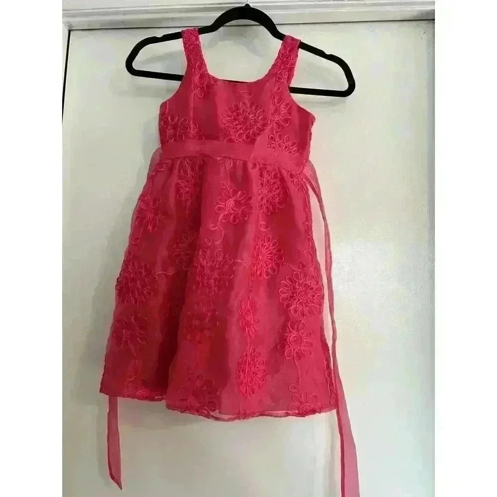 Rare Editions Hot Pink Tulle Size 7 Formal Dress Flower Girl Wedding Dress Up